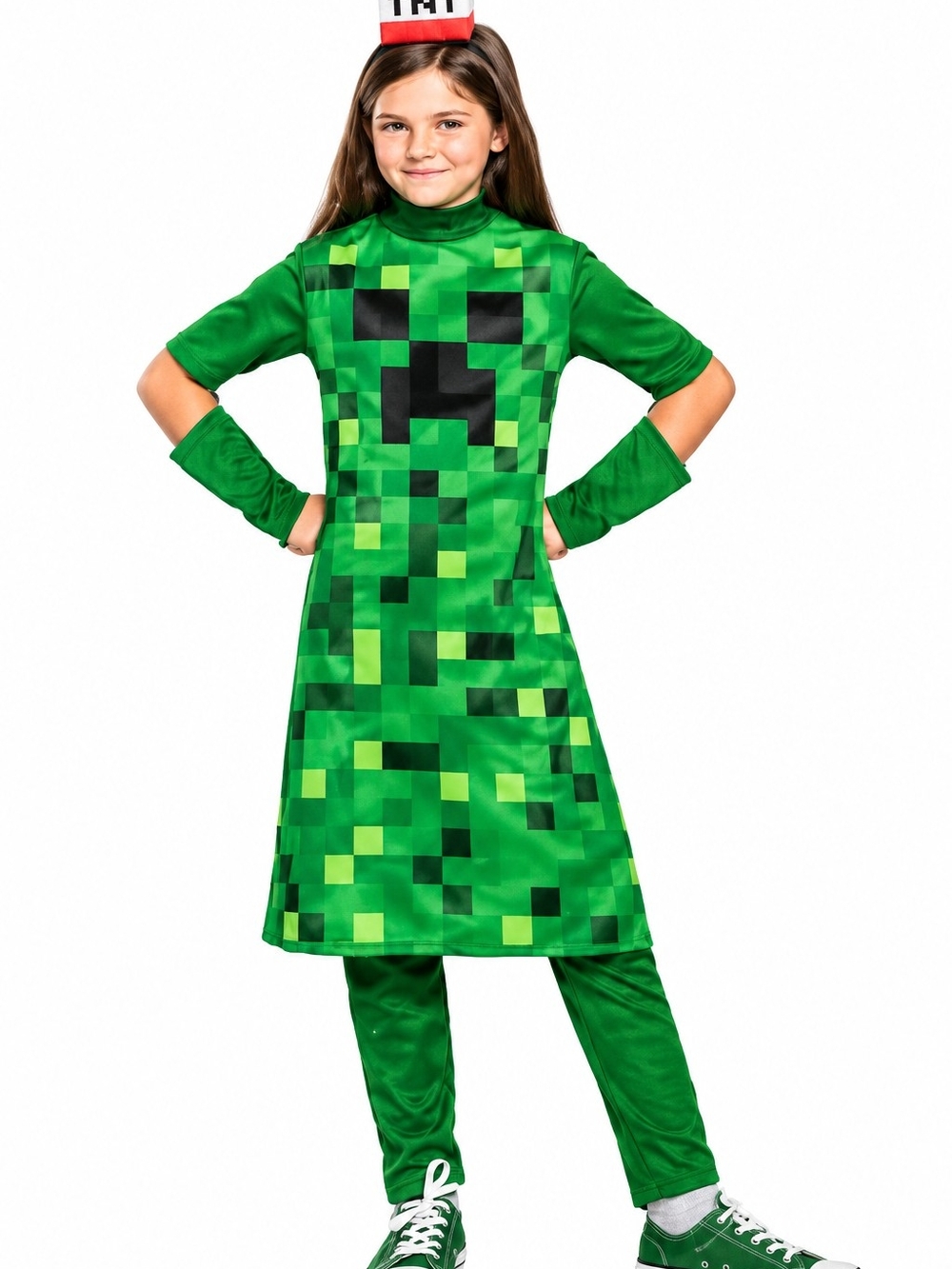 Minecraft Creeper Child Costume Size M 7-8 Green Halloween Costume NWT